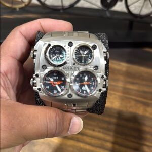 Invicta Silver Chronograph Watch with Stainless Steel Case